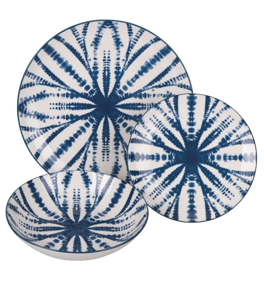 18-piece dinner service - White / Blue