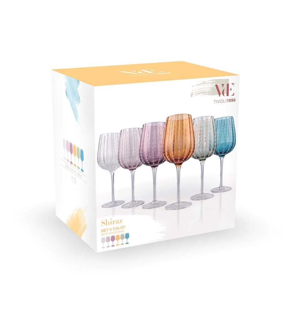 Set of 6 stemmed glasses - 500 ml / Assorted