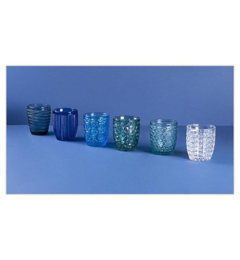 Set of 6 Geometric Tumblers - Blue