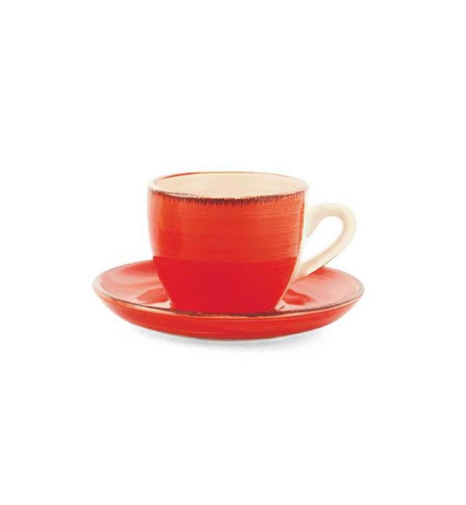 Set aus 6 Kaffeetassen Chalet mit Untertasse - Mehrfarbig