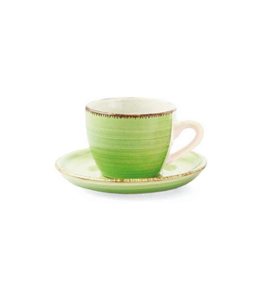 Set aus 6 Kaffeetassen Chalet mit Untertasse - Mehrfarbig
