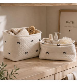 Quilted Ribbon Basket - 36 x 26 x 20 cm