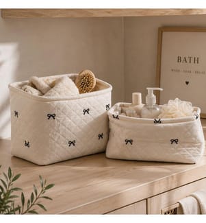 Quilted Ribbon Basket - 36 x 26 x 16 cm