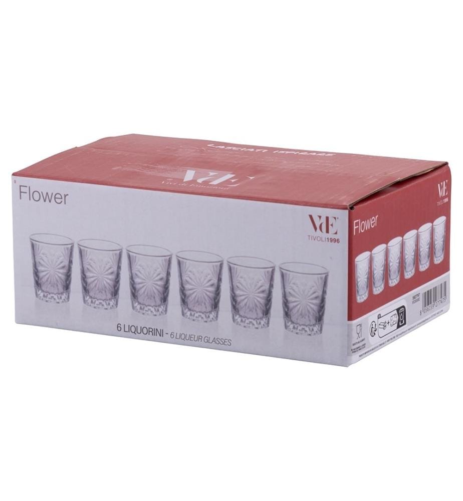 Set of 6 "Flower" Liqueur Glasses - 50 ml