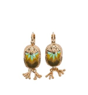 „Scaramouche Enamel“ Ohrringe – Gold & Grün