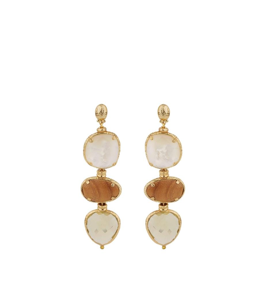 „Silene 3“ Ohrringe – Gold, Weiss und Braun