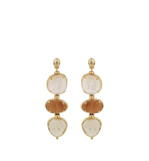 „Silene 3“ Ohrringe – Gold, Weiss und Braun