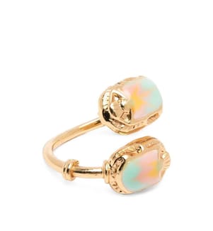 Ring „Gold Light Dduality Scara“ mit Emaille – Gold & Grün
