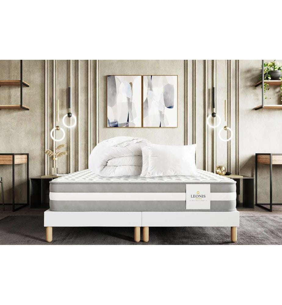 Pack Super Confort 180 x 200 Matratze & 1 Matratzenauflage 5 cm - Leon 22 cm