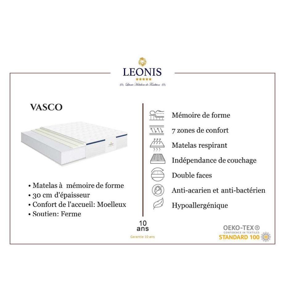 Pack Vasco Matratze 180 x 200 + 2 Kopfkissen 60 x 40 + 1 Duvet 240 x 260 cm - Höhe 30 cm