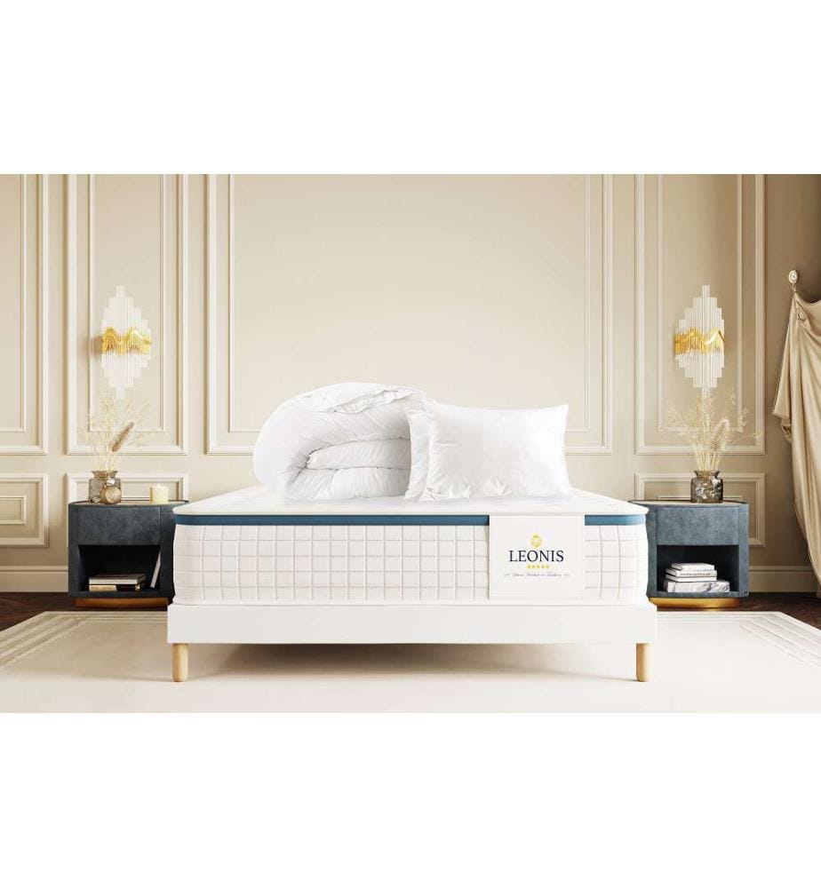 Pack Vasco Matratze 180 x 200 + 2 Kopfkissen 60 x 40 + 1 Duvet 240 x 260 cm - Höhe 30 cm
