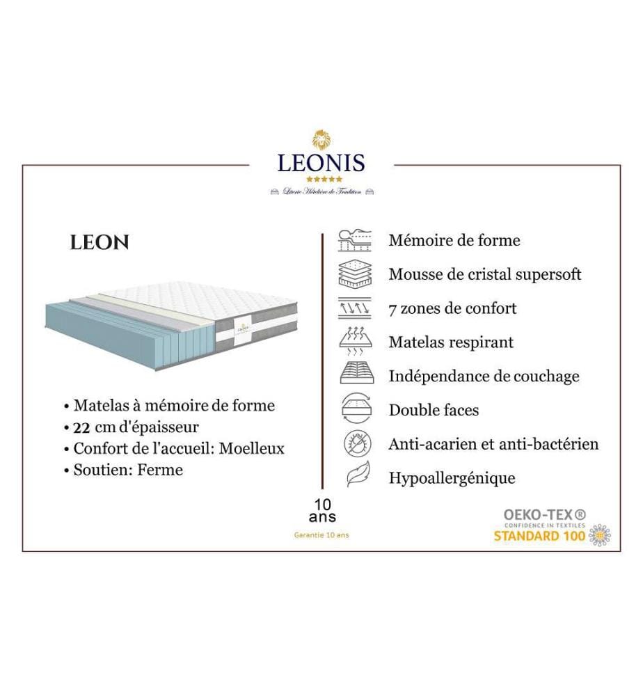Pack Leon Materasso + Base 80 x 200 cm - Altezza 22 cm