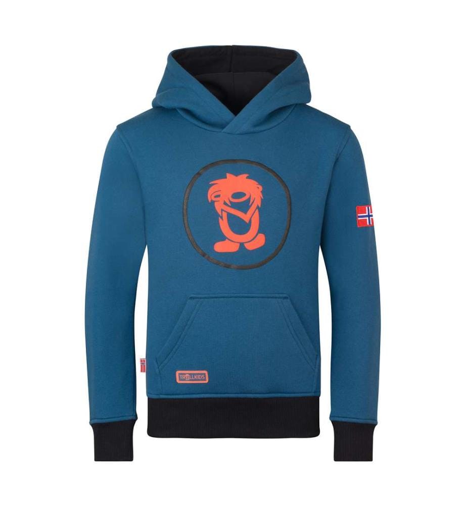 Kapuzenpulli - nordisch blau/schwarz/flamme orange