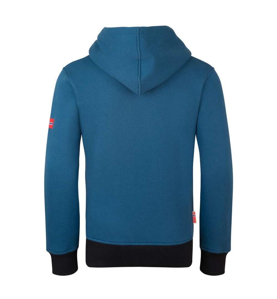 Kapuzenpulli - nordisch blau/schwarz/flamme orange