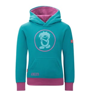 Troll Hoodie - dunkles Türkis und helles Beerenrot