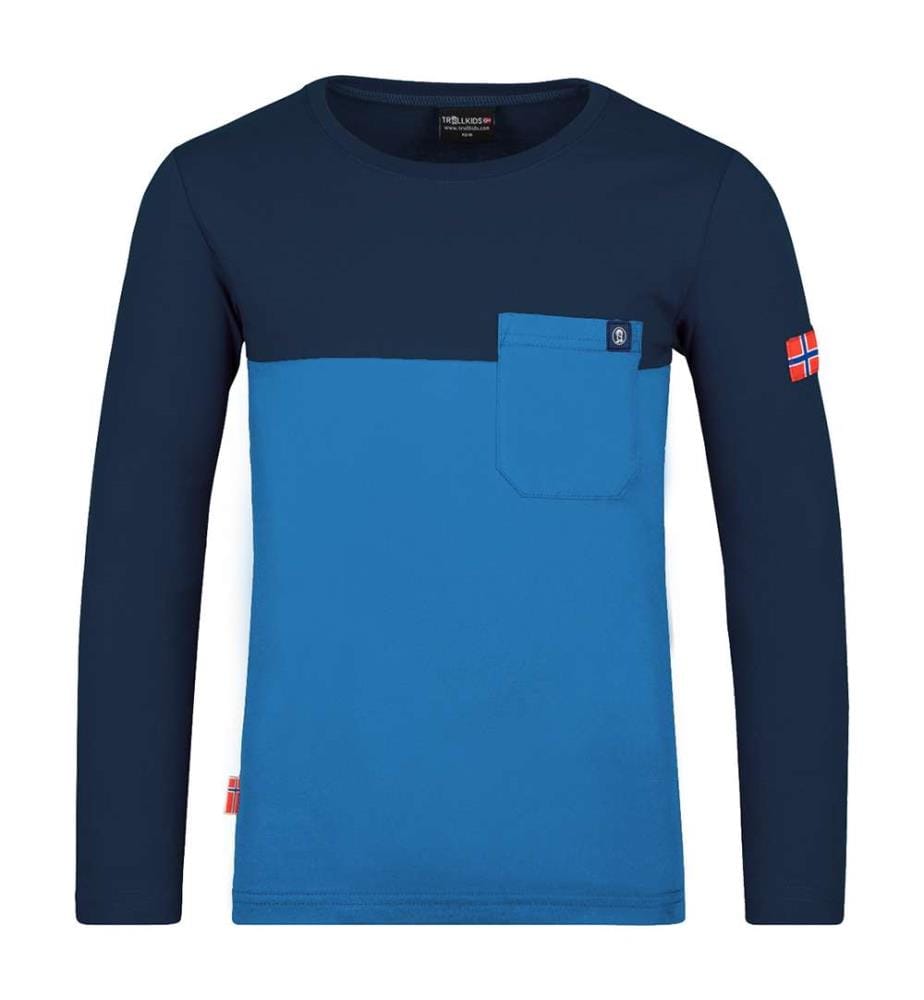 Bergen Langarm T-Shirt - Marineblau, Mittelblau