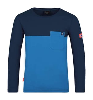 Bergen Langarm T-Shirt - Marineblau, Mittelblau