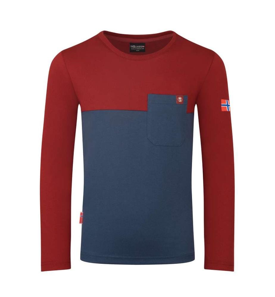 Baumwoll-Longsleeve - mystisch blau/karminrot