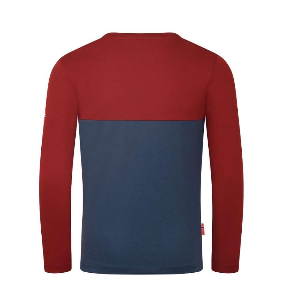 Baumwoll-Longsleeve - mystisch blau/karminrot