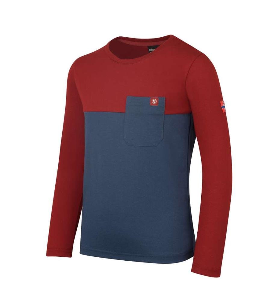 Baumwoll-Longsleeve - mystisch blau/karminrot