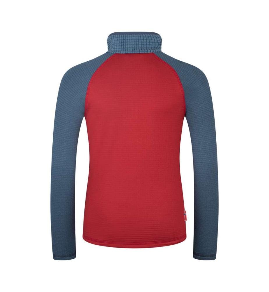 Fleece-Pullover mit halbem Reissverschluss - Karminrot/Mystikblau/Glühgrün
