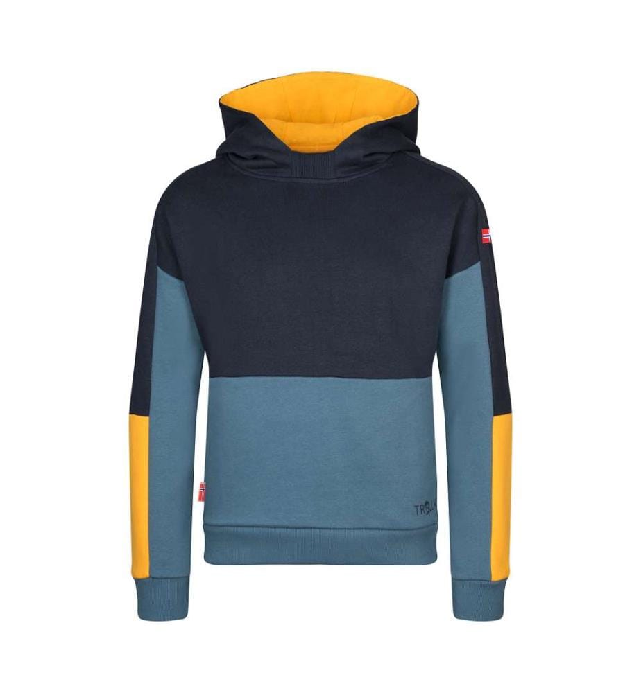 Kapuzenpulli - schwarz/stahlblau/mango