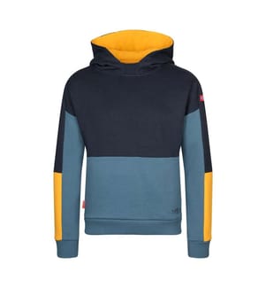 Kapuzenpulli - schwarz/stahlblau/mango