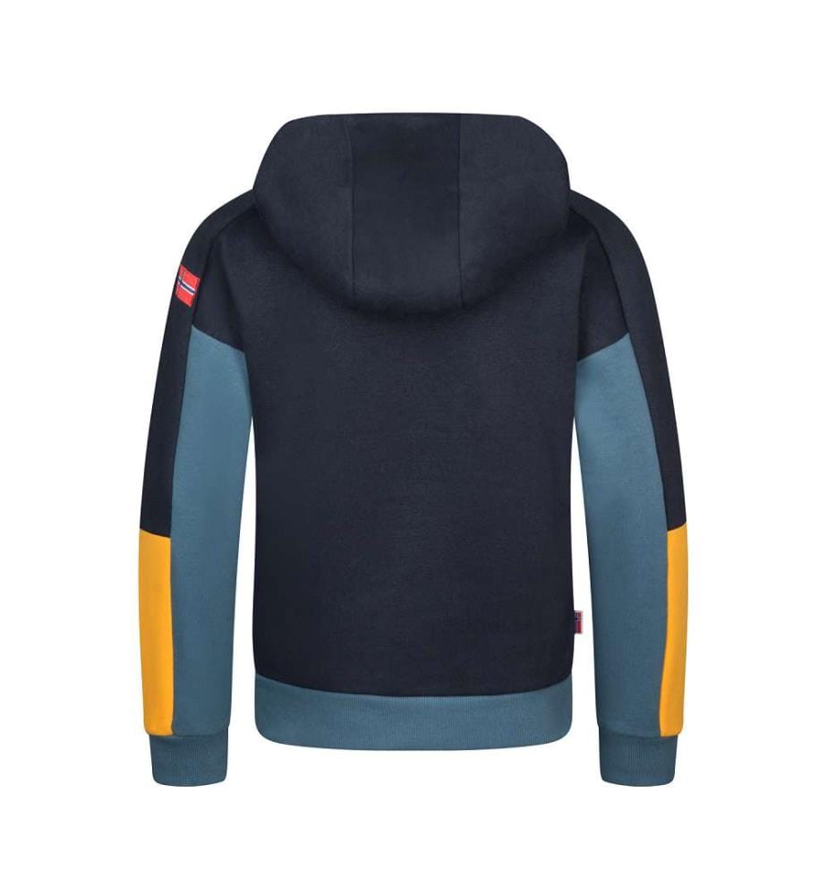 Kapuzenpulli - schwarz/stahlblau/mango