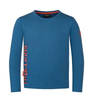 Baumwoll-Longsleeve - nordisch blau/flammend orange