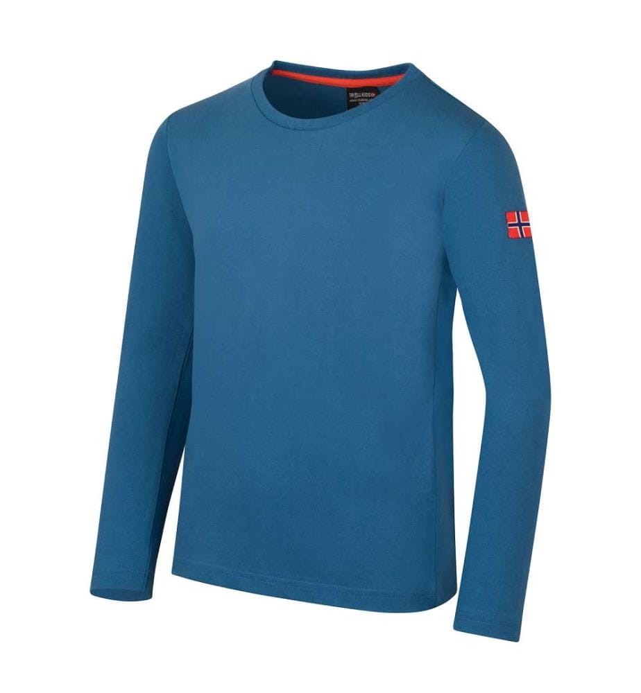 Baumwoll-Longsleeve - nordisch blau/flammend orange