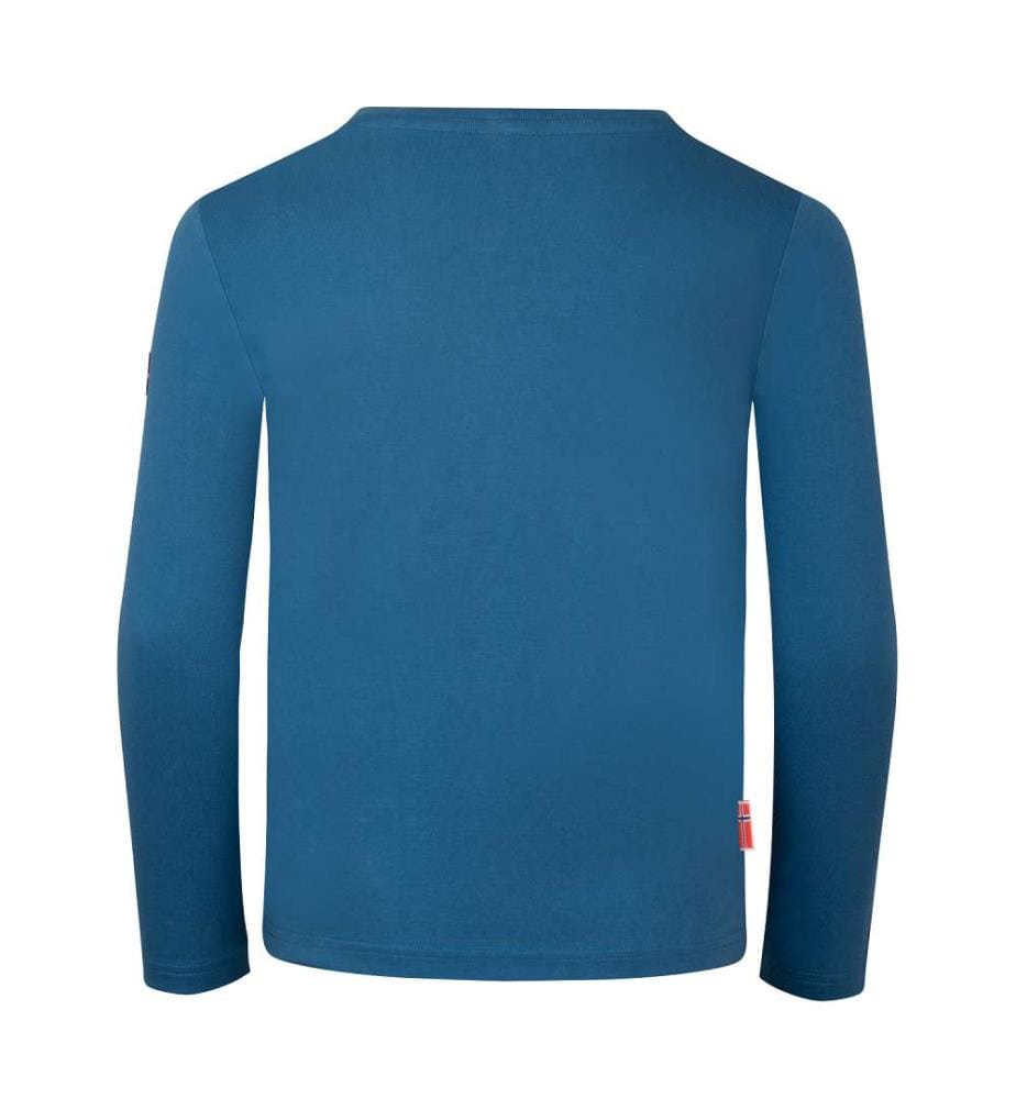 Baumwoll-Longsleeve - nordisch blau/flammend orange