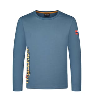 Baumwoll-Longsleeve - stahlblau/schwarz/mango