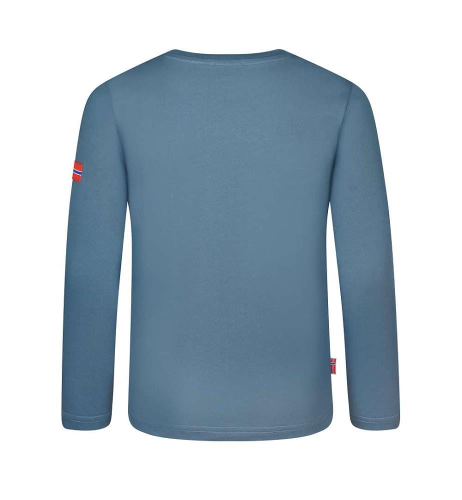 Baumwoll-Longsleeve - stahlblau/schwarz/mango