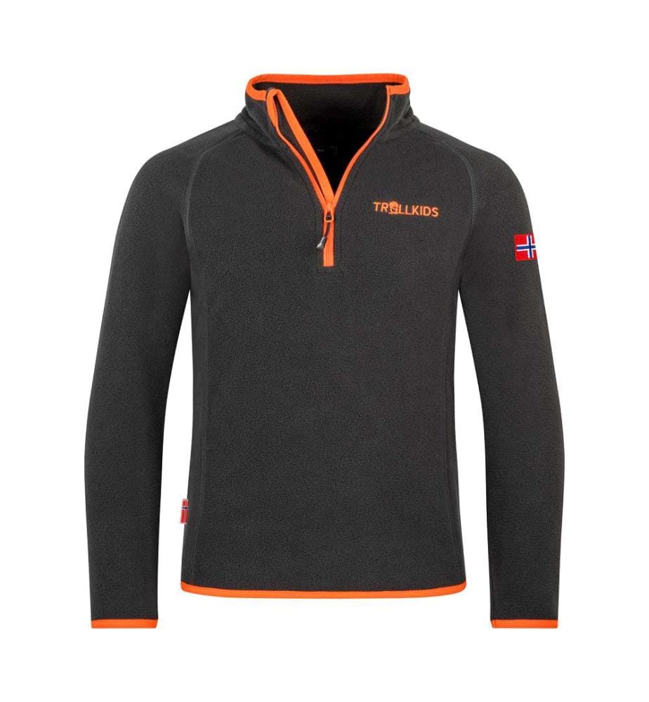Fleece-Pullover mit halbem Reissverschluss - schwarz/flamme orange