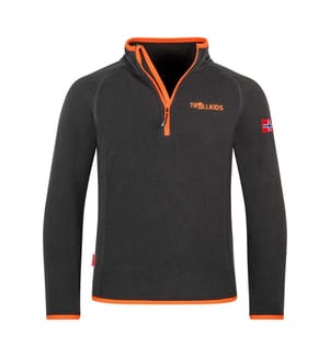 Fleece-Pullover mit halbem Reissverschluss - schwarz/flamme orange