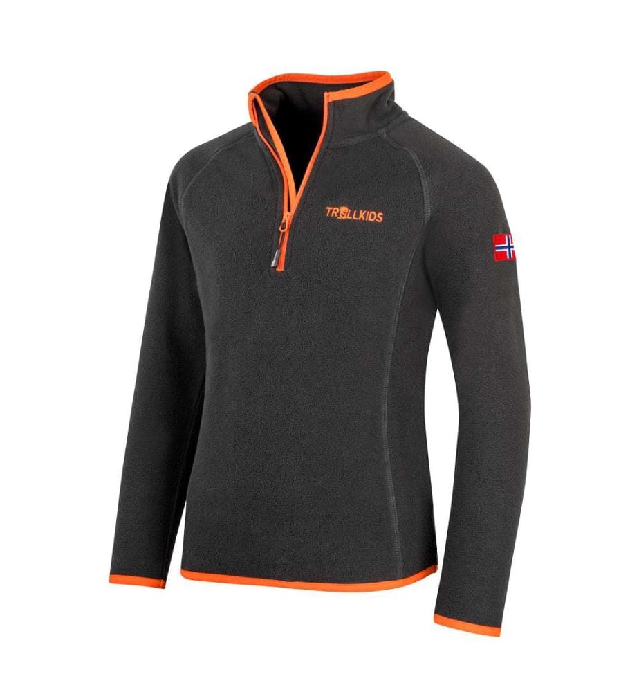 Fleece-Pullover mit halbem Reissverschluss - schwarz/flamme orange