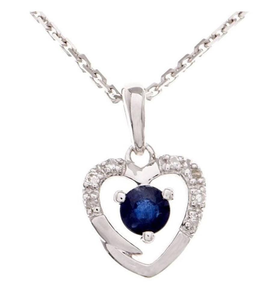 Ciondolo Cuore Diamanti: 0,02ct/7 e Zaffiro: 0,16ct/1