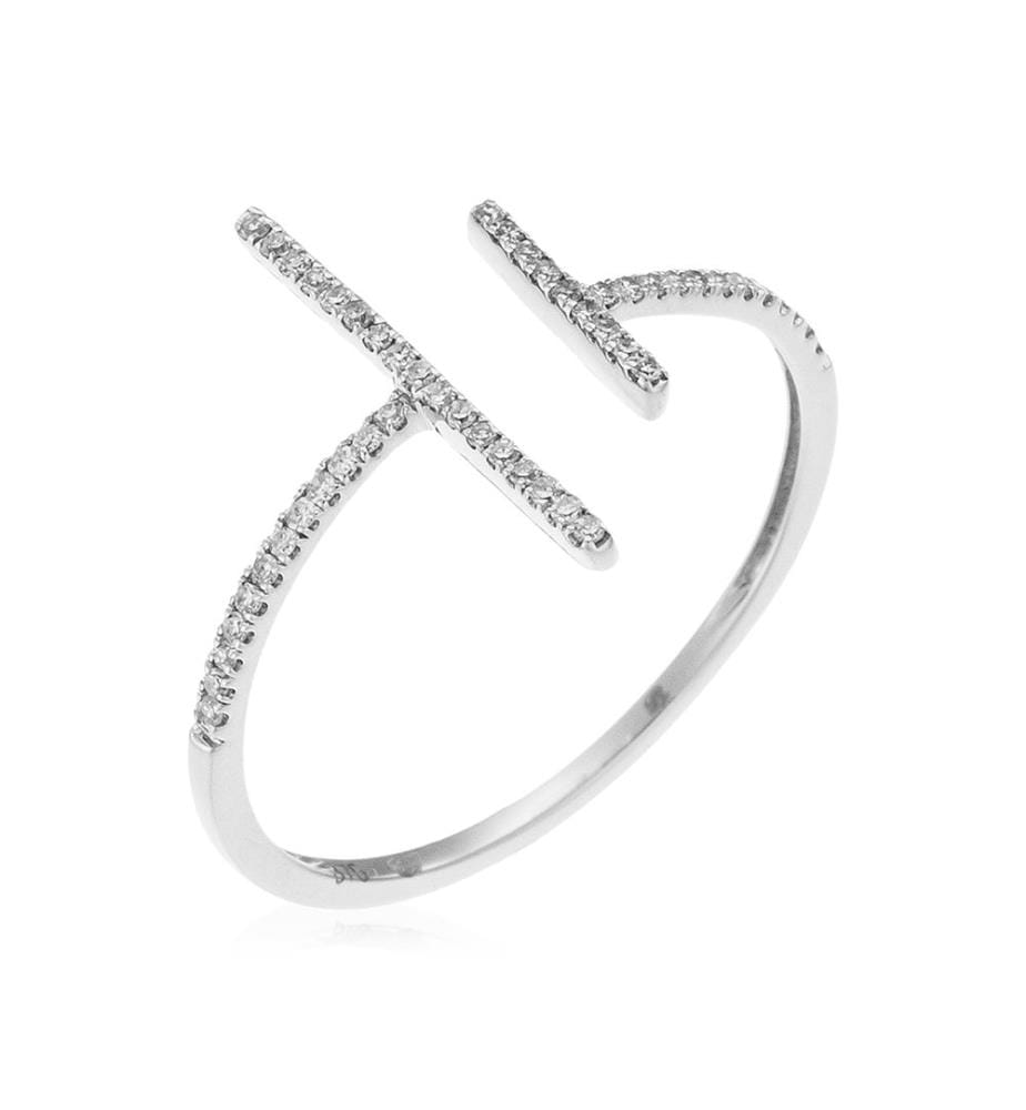 Ring Parallele Asymmetrisch - Weissgold