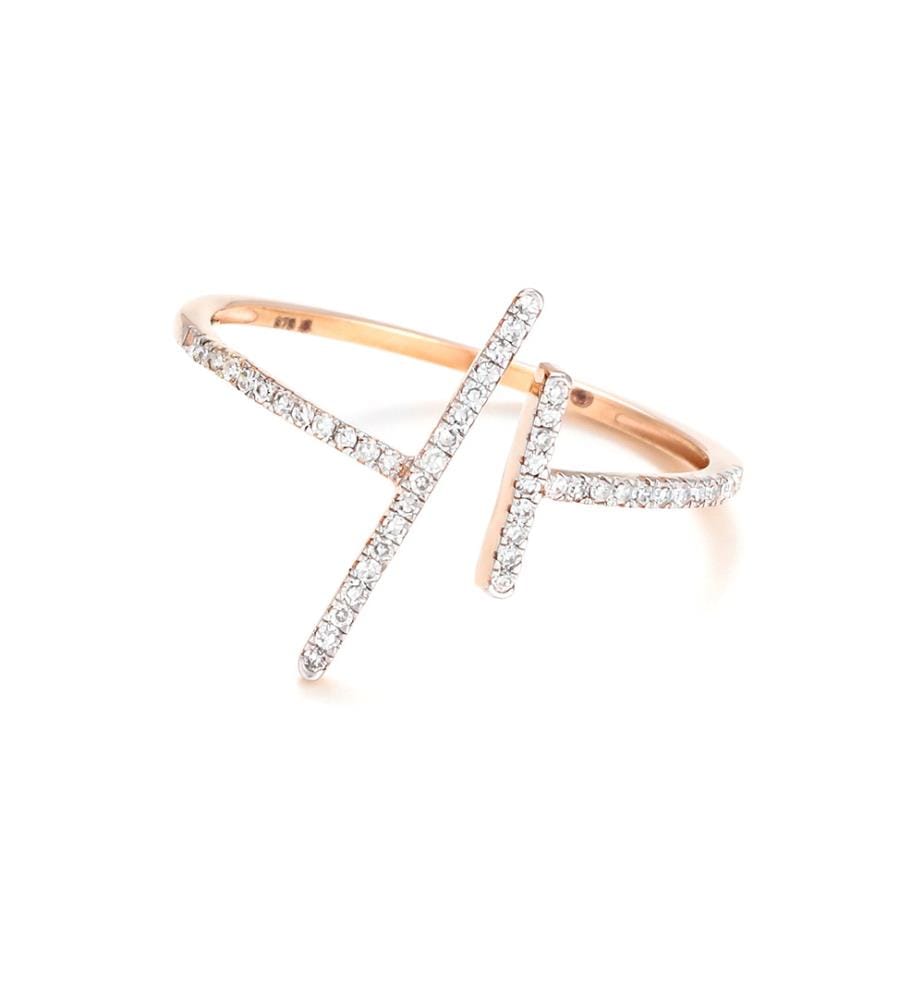Asymmetrischer Parallelring - Rotgold