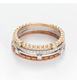 Set aus 4 Ringen Harmonie - Tricolor Gelbgold
