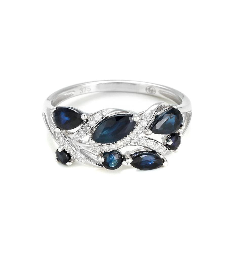Ring Floral saphir - Silver and Dark Blue