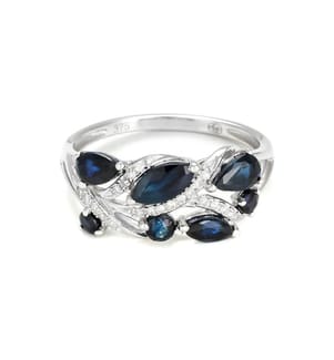 Anello Floral saphir - Argento e Azzurro Scuro