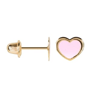 Boucles d'Oreilles Coeur Rose - Or Jaune