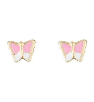 Boucles d'Oreilles Papillon Amoureux - Doré et Rose