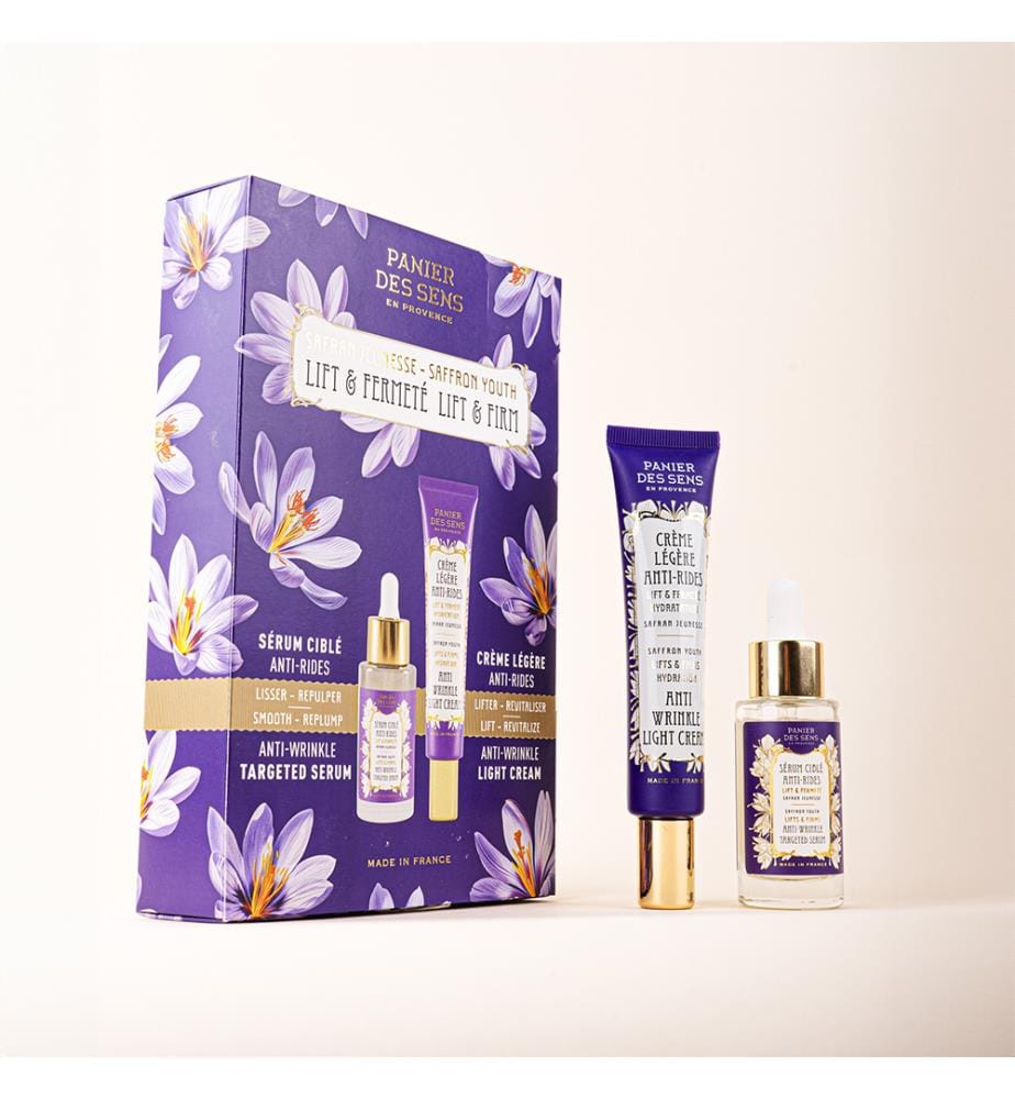 Antifalten-Gesichtspflege-Set Serum und Creme mit Safranblütenblättern
