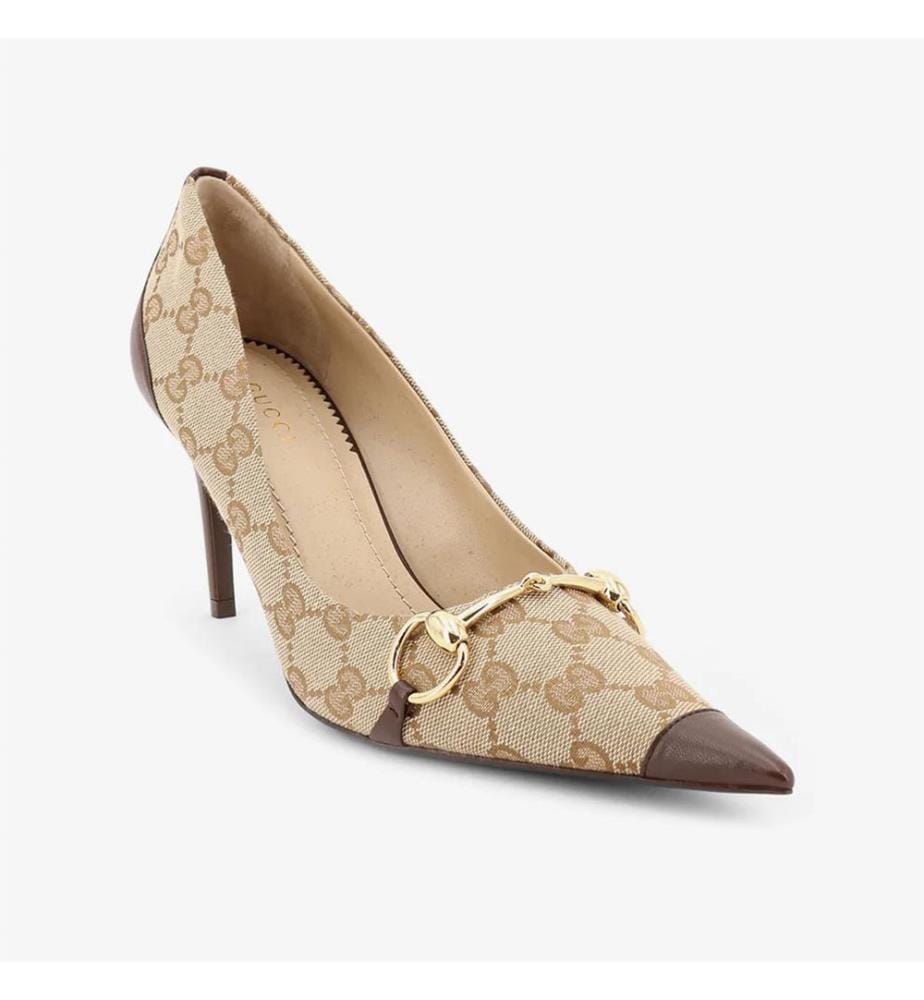 Scarpe con tacco in tessuto - Beige