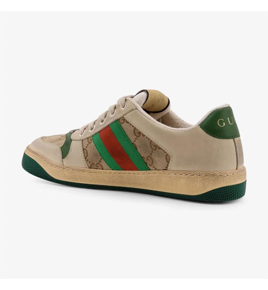 Scarpe da ginnastica in pelle e tessuto - Beige