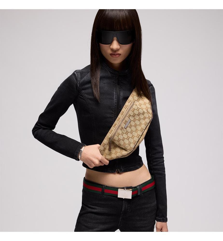 Borsa a marsupio piatta di grandi dimensioni Gucci da uomo - Beige