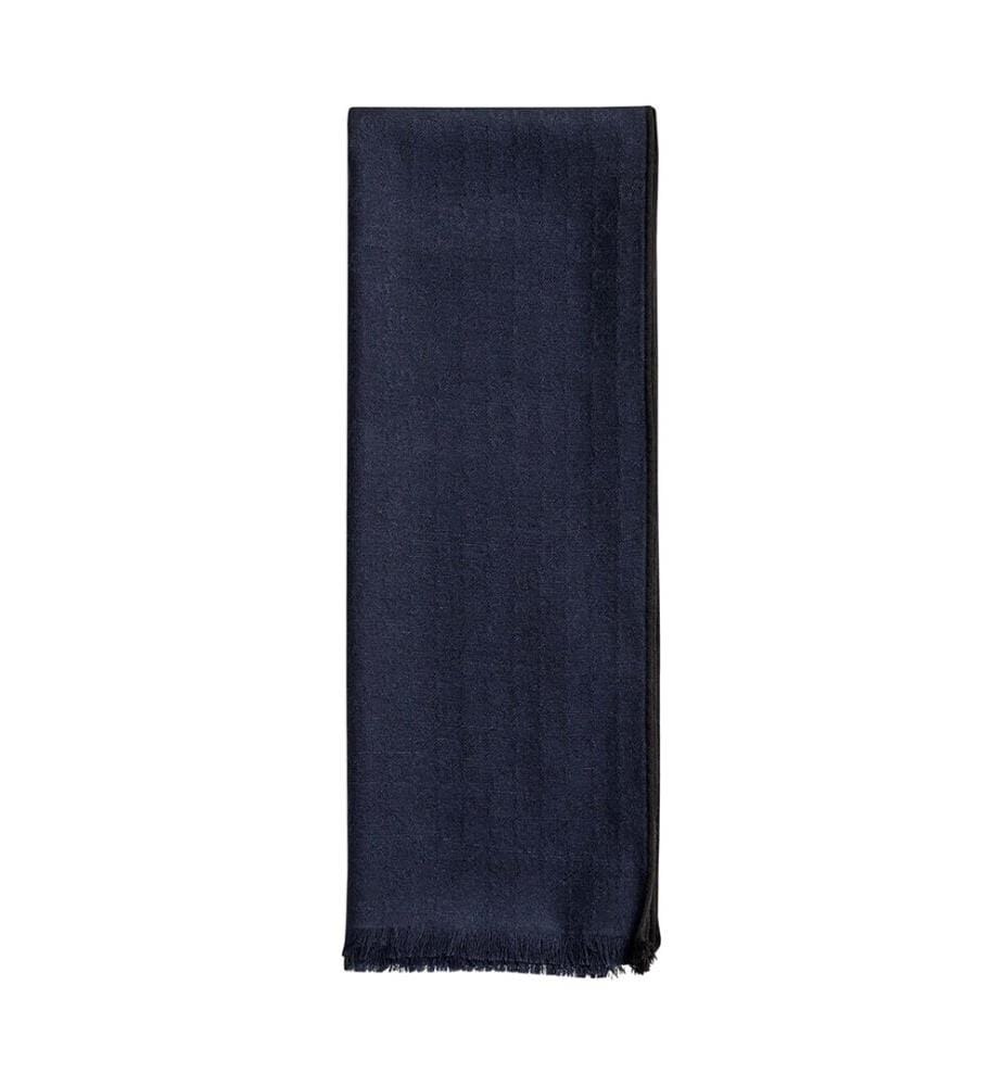 Sciarpa in lana e seta - Blu navy/Nero