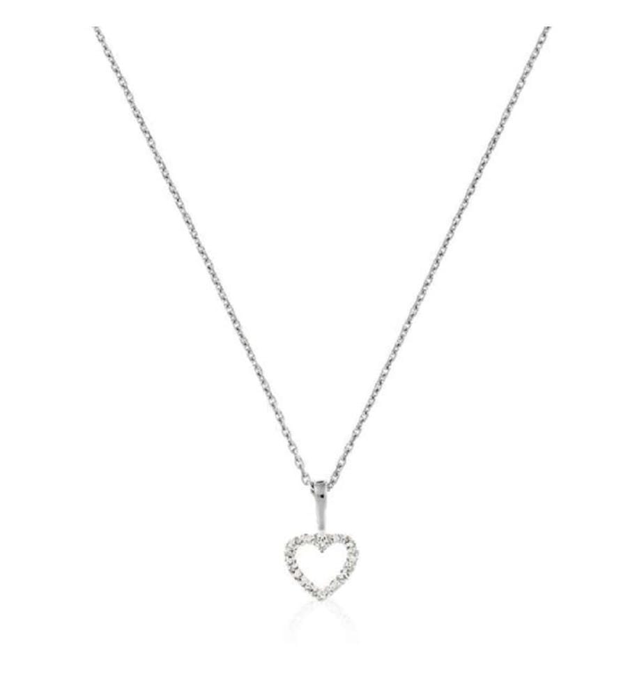 Pendente a forma di mini cuore - Oro bianco 375/1000